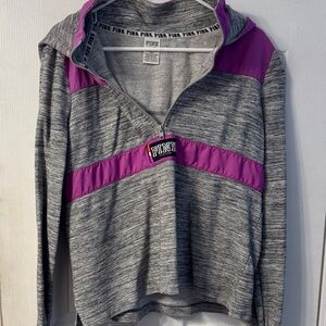 PINK Victoria's Secret Gray and Purple Cowl Neck Sweater
